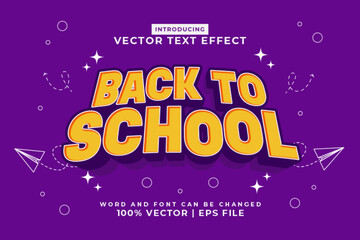 Editable text effect Back To School 3d cartoon style premium vector