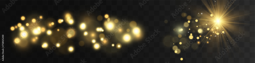 Poster blurred shining shiny bokeh on a dark background. festive background.