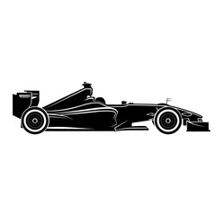 Obraz premium Formula 1 car black icon side view on a white background.