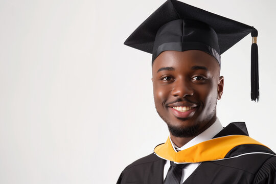 isolated photo of black graduate on white background