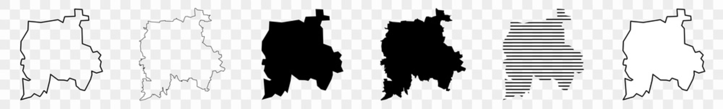 Leipzig Karte Schwarz | Leipziger Umriss Grenze | Deutsche Stadt | Transparent Isoliert | Variationen