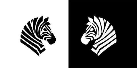 Vector illustration of a zebra portrait in a minimalist style for a logo