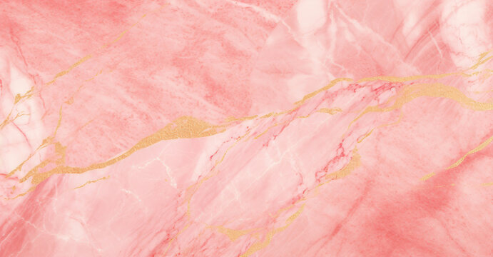 A beautiful pink marble background with gold lines