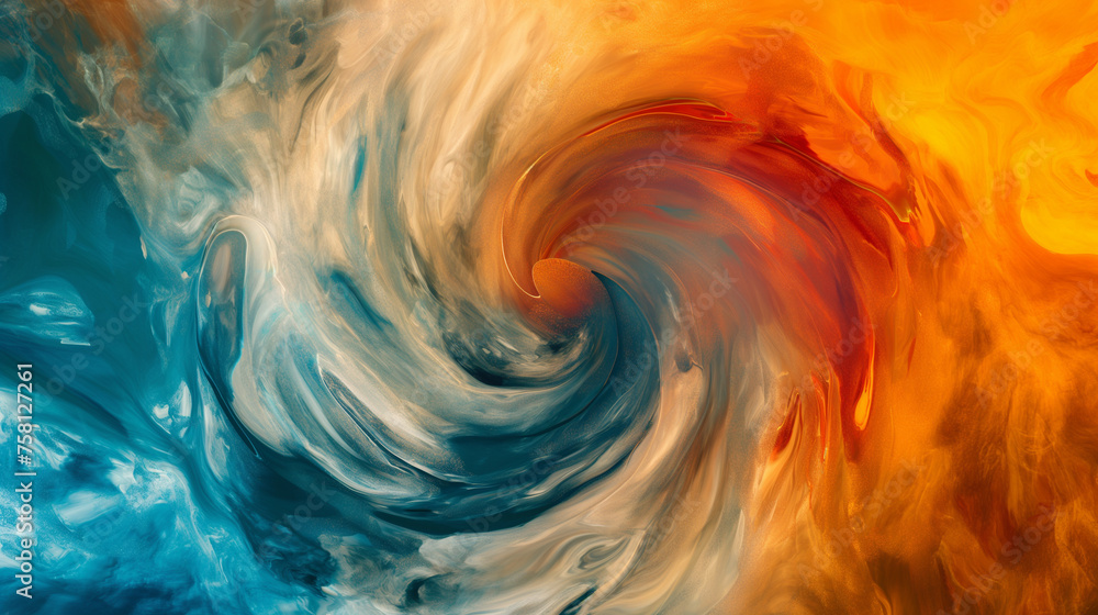Poster swirling colors in a fluid motion, blending into a whirlpool of abstraction, background, with copy s