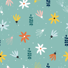 Fototapeta na wymiar Cute hand drawn vintage floral pattern seamless background vector illustration for fashion,fabric,wallpaper and print design 