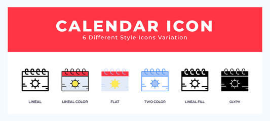 Calendar icon set. vector illustration.