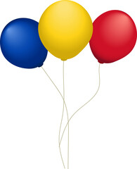 Balloons in red, yellow and blue colors, vector
