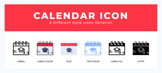 Calendar icon symbol. isolated. vector illustration with different styles