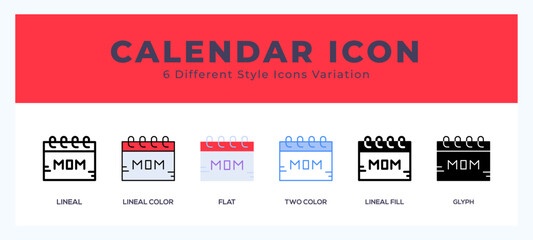 Calendar vector icon. with different styles vector illustration.