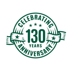 130 years logo design template. 130th anniversary vector and illustration. - obrazy, fototapety, plakaty