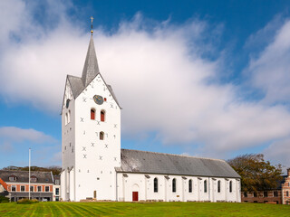 White Gothic brick church in Thisted, Nordjylland, Denmark