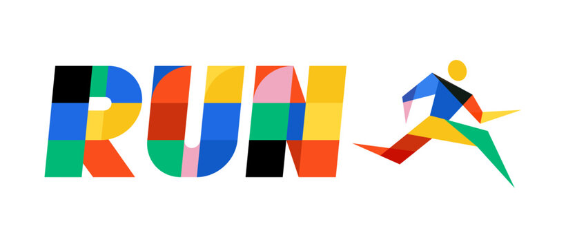 Run, Marathon concept design. Geometric colorful modern design