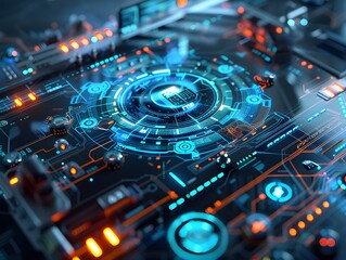 Fototapeta premium close up of electronic circuit board technology and innovation