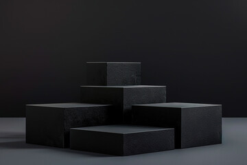 illustration of cubes stacked product display on black background