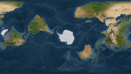 Antarctica plate - global map. Patterson Cylindrical. Satellite © zelwanka