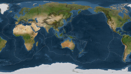 Banda Sea plate - global map. Patterson Cylindrical. Satellite