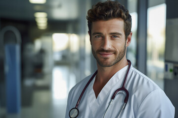 Fototapeta premium Highly skilled surgeon doctor in operation room after hard successful operation Generative AI