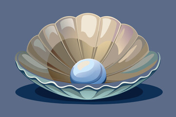 Capture the smooth, pearlescent surface of a clam shell, reflecting the sunlight like a polished gem washed ashore