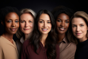 Fototapeta premium Beautiful woman with natural beauty celebrating international women day Generative AI conceptual collage