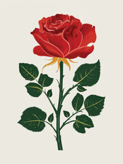 Vector Rose Illustration: Sleek Flat Design with Timeless Elegance and Modern Appeal