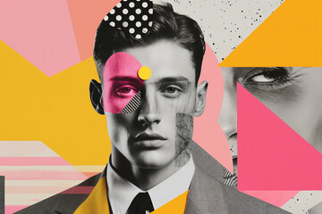 Modern art gallery abstraction creative 3D stylish collage picture made by Generative AI equipment