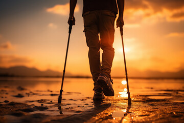 Created with generative ai technology photo of person with trauma health problems on rehabilitation