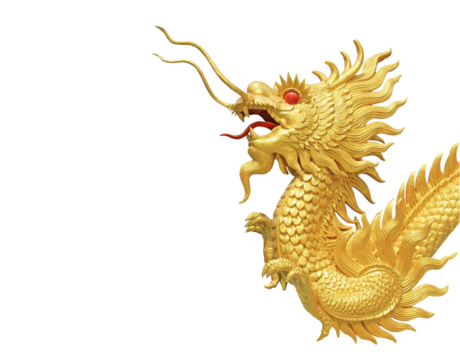 Golden dragon  statue on transparent background (PNG File) - Powered by Adobe