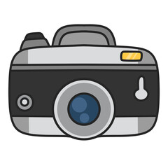 Photo camera doodle icon. Camera cartoon style 