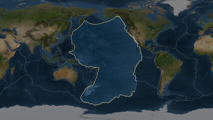 Pacific plate - neighborhoods. Patterson Cylindrical. Satellite