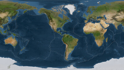 Panama plate - global map. Patterson Cylindrical. Satellite
