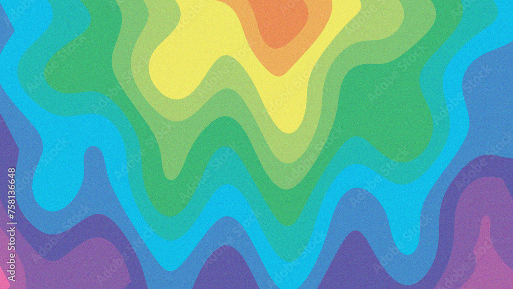 Poster abstract colorful topography,abstract terrain-like layers with rainbow gradient colors forming rippl
