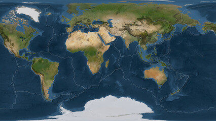 Somalian plate - global map. Patterson Cylindrical. Satellite - obrazy, fototapety, plakaty