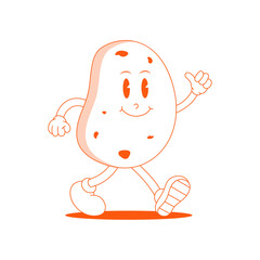 Potato Retro Mascot. Funny cartoon character of Potato.