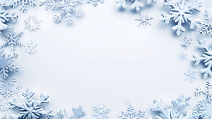 White background with snowflakes on the borders.