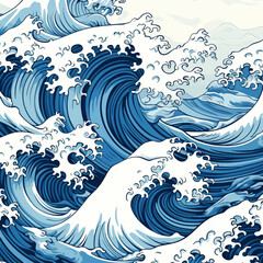 Fototapeta premium Blue background with white waves created with Generative Ai