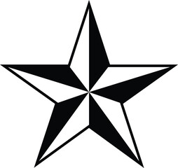 Black White Nautical Star Five Pointed Vector EPS PNG Clip Art No Transparent Background