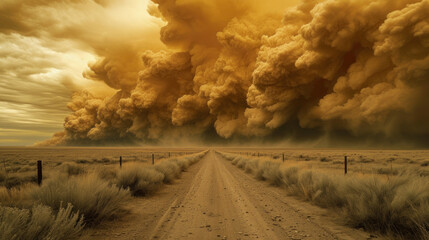 Huge dust storm over farmland, erosion concept - obrazy, fototapety, plakaty