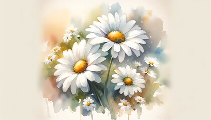 Fototapeta premium Watercolor painting of Daisy Flowers