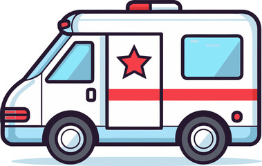 Ambulance Van on Roadside Assistance Vector Illustration