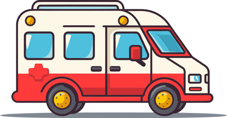 Ambulance Responding to Emergency Call Vector Illustration
