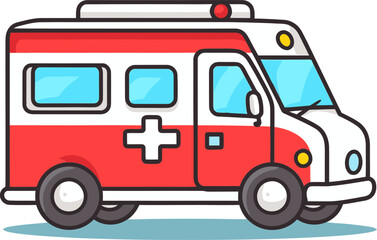 Ambulance Van on Urban Road Vector Illustration