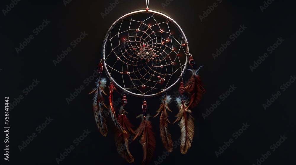 Poster step into a world of enchantment with this captivating portrayal of a dream catcher, its delicate fe