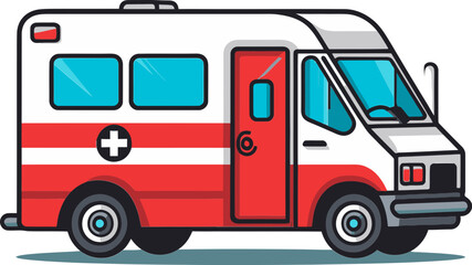 Ambulance at Hospital Entrance Vector Illustration