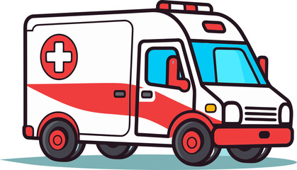 Ambulance Van Driving on Highway Vector Illustration