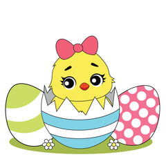 Easter Cute Chicken Vector Illustration
