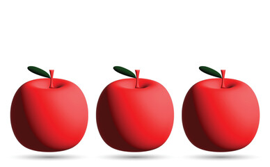 Apple 3D realistic icon set, red and green vector illustration