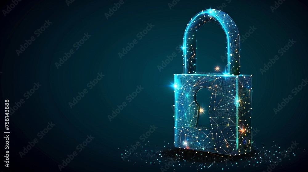 Poster protecting data, networks, and transactions with cybersecurity measures and encryption