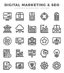 Set of simple Lineal Digital Marketing & SEO Icons. Lineal art icons pack.