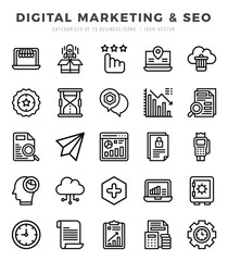 Digital Marketing & SEO icons set for website and mobile site and apps.