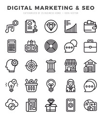 icons set. Digital Marketing & SEO for web. app. vector illustration.